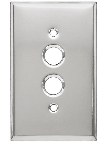 Classic Push Button Switch Plate In Polished Chrome.